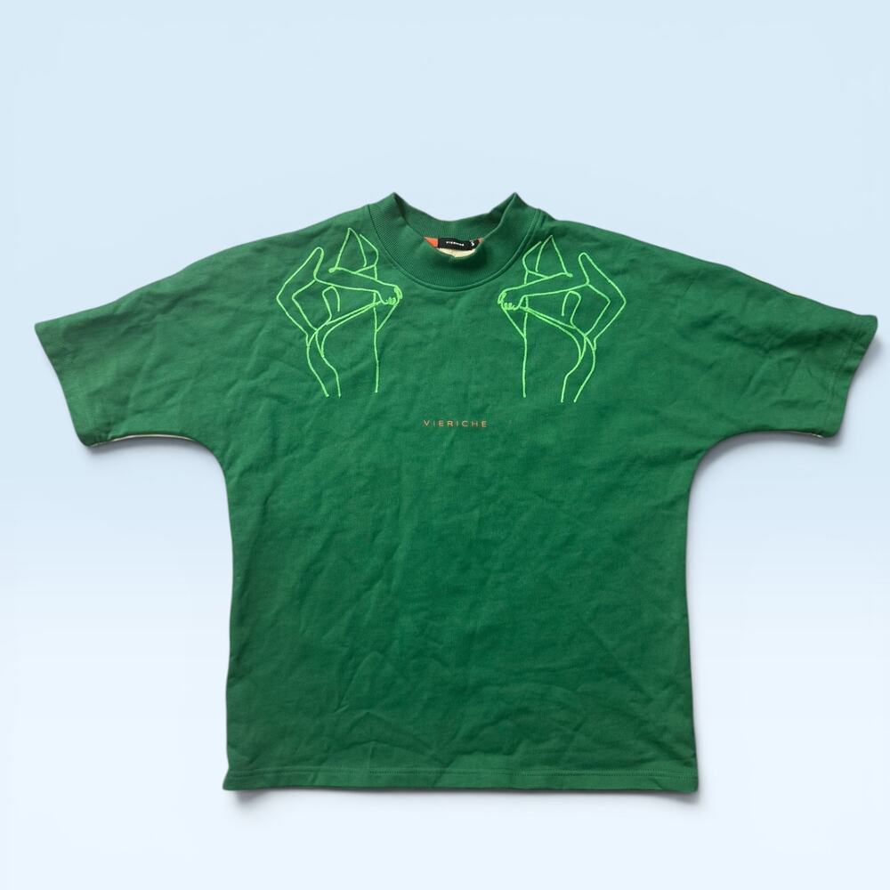 Vieriche Green Graphic Embroidered T-Shirt Men’s Size S Streetwear